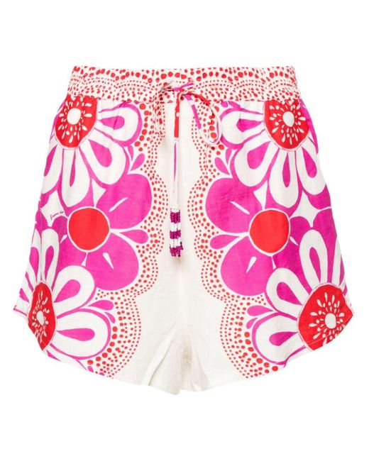 Farm Rio Pink Maia Floral-print Shorts