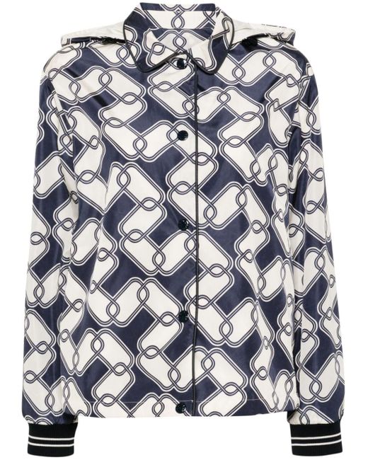 Moncler Blue Iasone Graphic-print Hooded Jacket