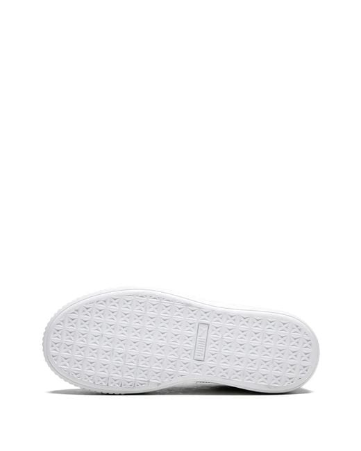 PUMA White Suede Platform Sneakers