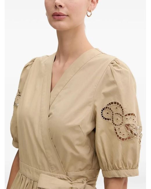 DKNY Natural Wrap-Detail Tiered Midi Dress