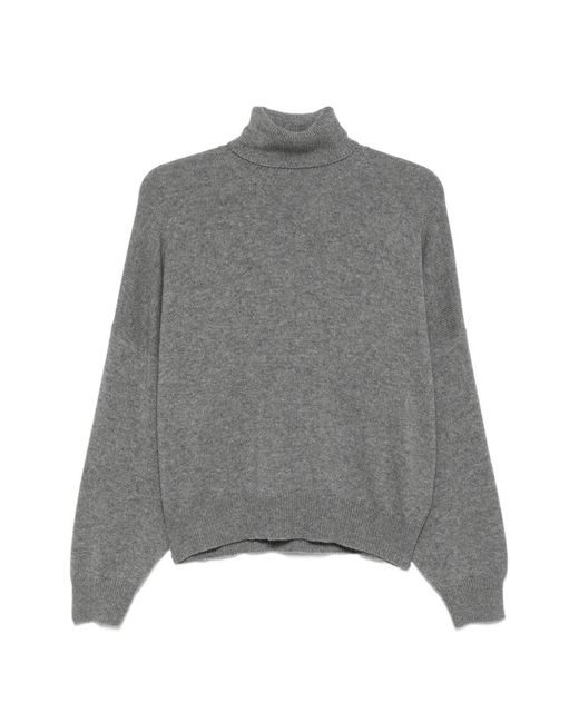 Brunello Cucinelli Gray Cashmere Turtle-Neck Sweater