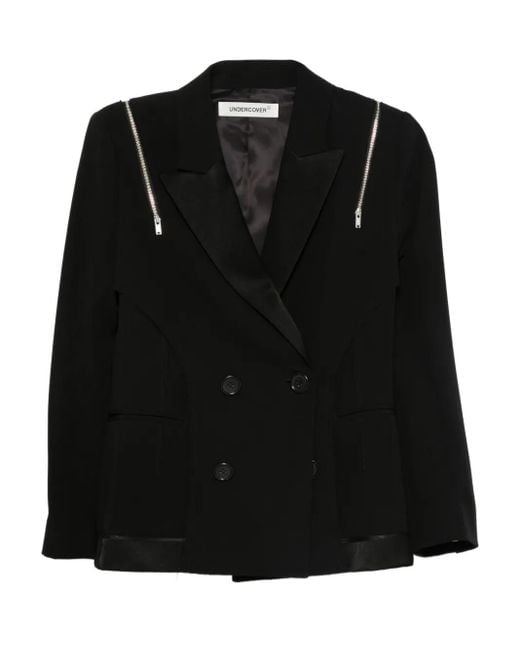 Undercover Black Zip-Detail Double-Breasted Blazer