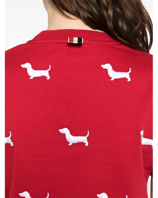 Thom Browne Red Short-Sleeve Rib-Cuff Tee