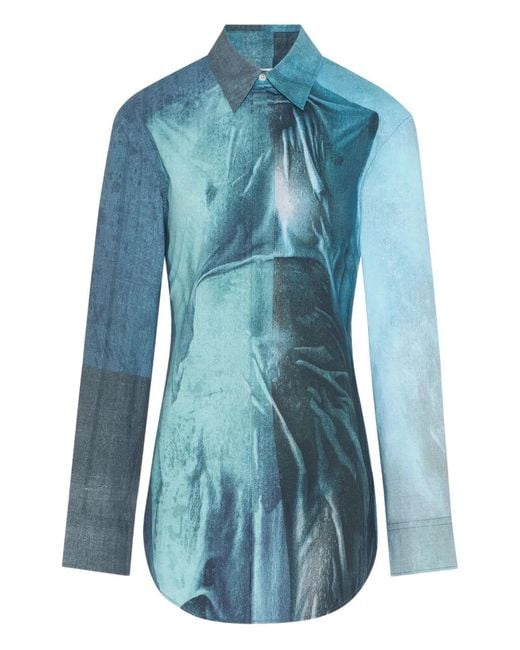 Jean Paul Gaultier Blue The Water Printed Buttoned Shirt