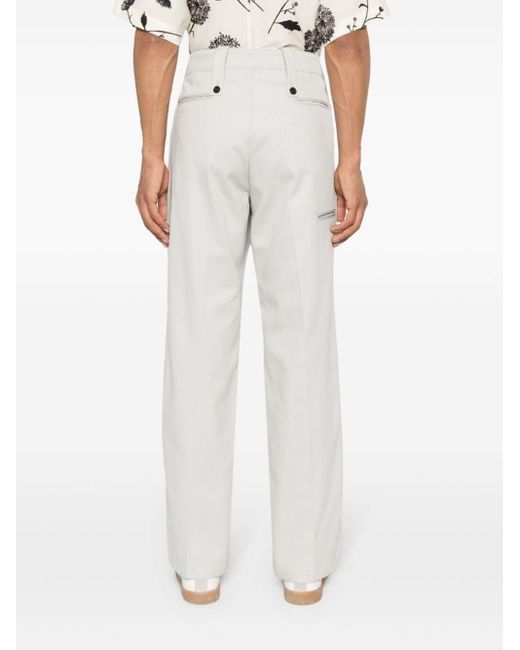 Paura White Kyros Cotton Straight-leg Trousers for men
