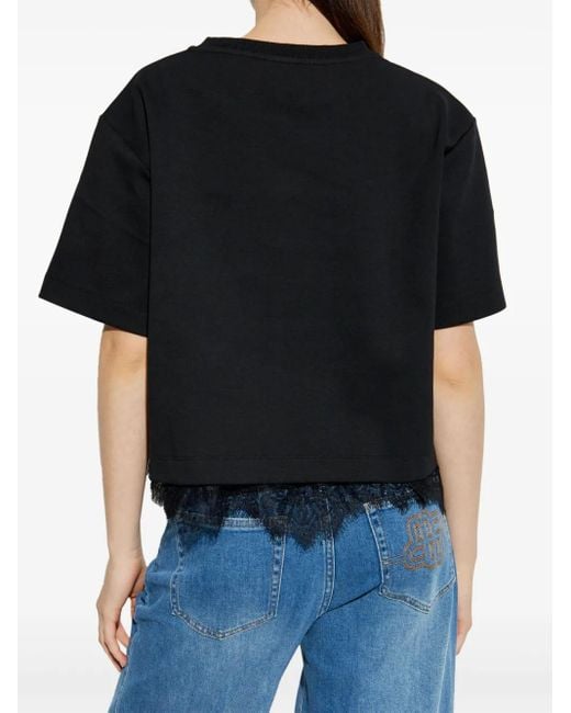 Munthe Black Rach Lace-Trim T-Shirt