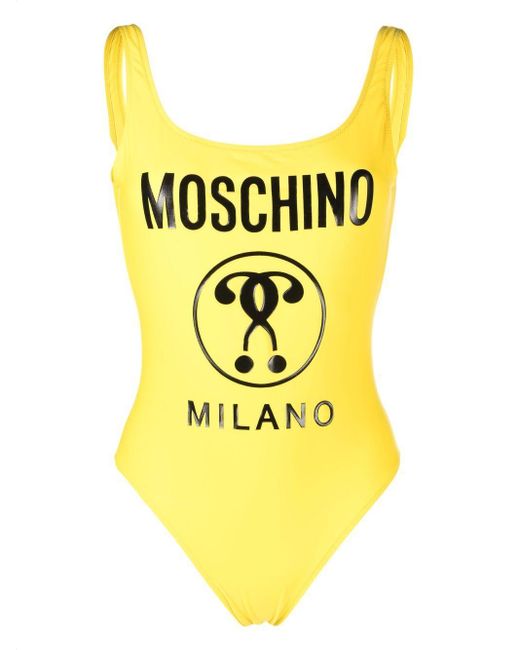 Moschino Logo-print Swimsuit in Yellow | Lyst