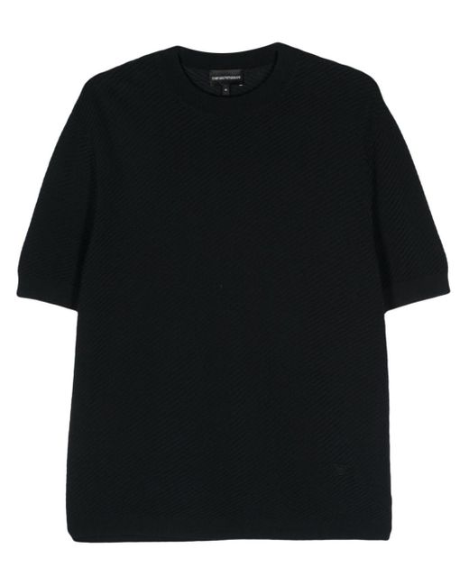 T-shirt nervuré à rayures Emporio Armani pour homme en coloris Black