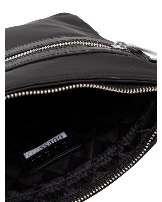 Guess Black Berlin Triangle-Logo Messenger Bag for men