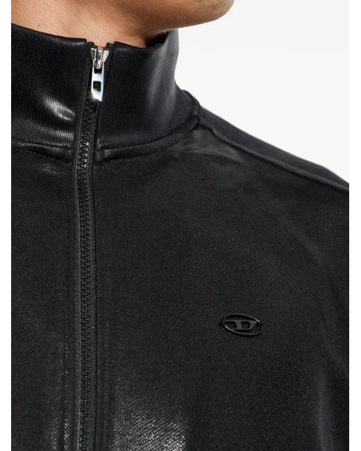 DIESEL Black S-Glossy Zip-Up Sweatshirt for men