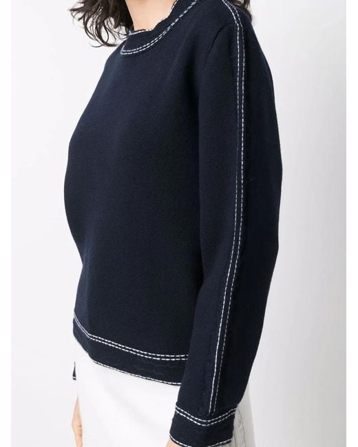Barrie Black Contrasting-Stitch Jumper