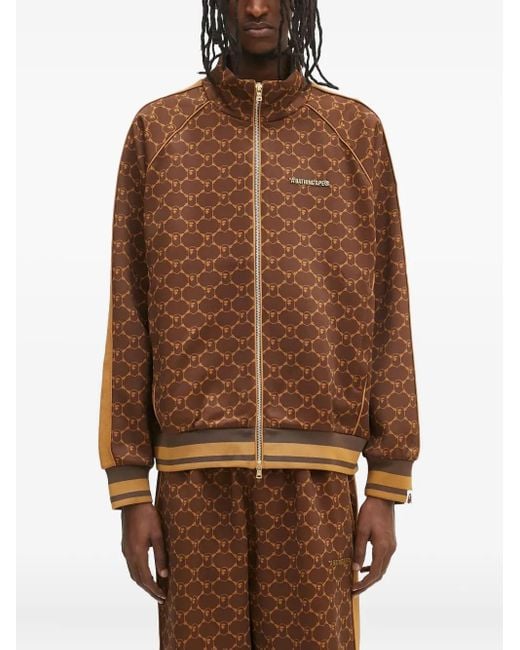 A Bathing Ape Sweater Met Monogram-Patroon En Rits in het Brown voor heren