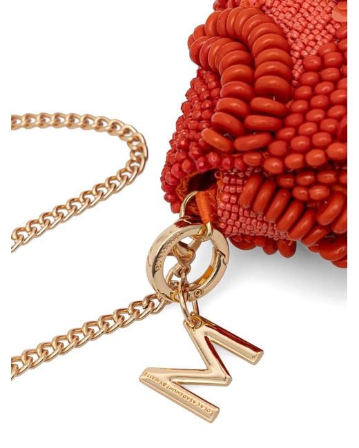 Lola Casademunt Red Bead-Embellished Shoulder Bag