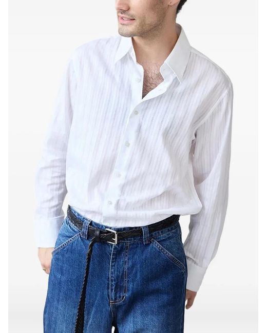 Carter Young White Striped Shirt for men