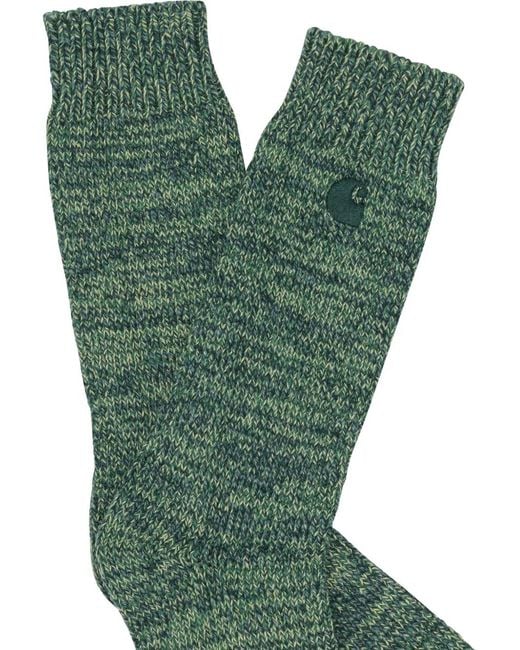 Carhartt Green Tony Ribbed Logo-Patch Socks for men