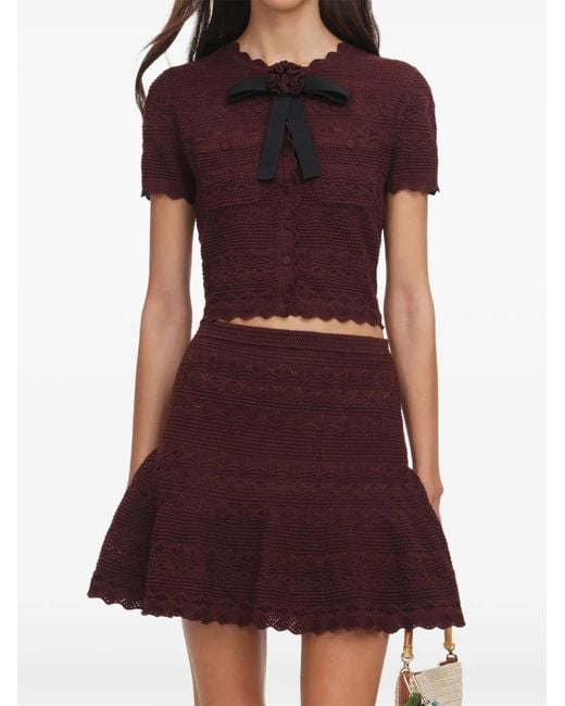 Self-Portrait Scalloped-Hem Flared Mini Skirt