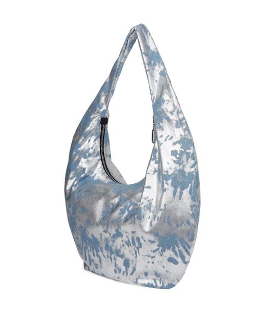 Karl Lagerfeld Blue Logo-Patch Denim Shoulder Bag