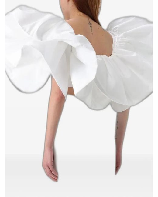 Monot White Ruffled Crepe Top