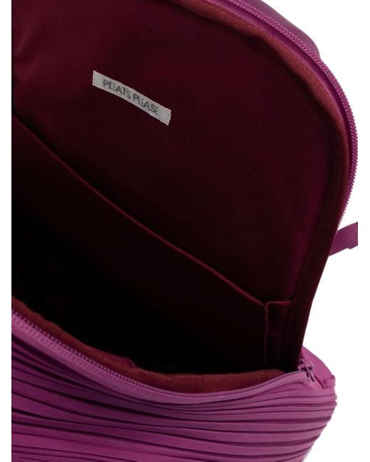 Pleats Please Issey Miyake Pleated Oval Backpack in Purple | Lyst