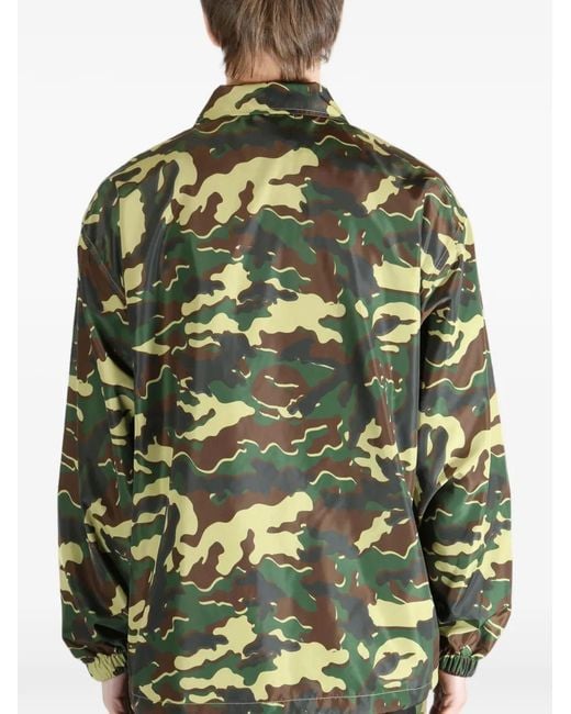 A Bathing Ape Green Camouflage-Print Logo-Patch Jacket for men