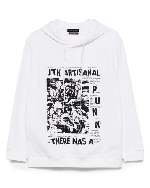 JUNTAE KIM White "There Was A Punk" Hoodie for men