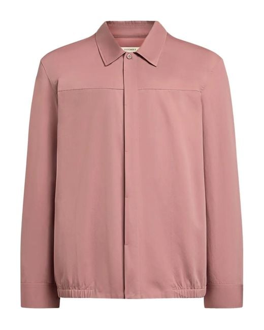 12 STOREEZ Pink Long-Sleeved Buttoned Overshirt for men
