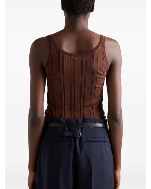 Top De Algodón Prada de color Brown