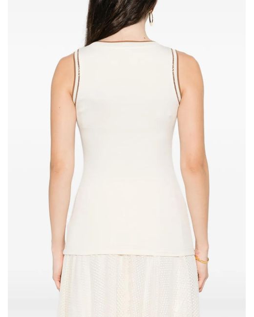 Fabiana Filippi Natural Contrast-Trim Sleeveless Tank Top