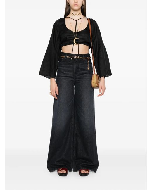 Chloé Blue Buttoned Wide-Leg Jeans