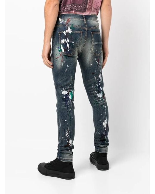 God's Masterful Children Blue Artist Hand-Painted Jeans for men