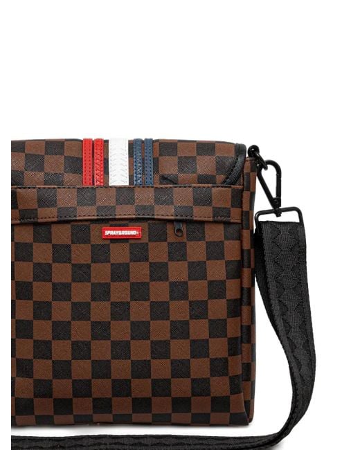 Sprayground Black Checked-Pattern Messenger Bag
