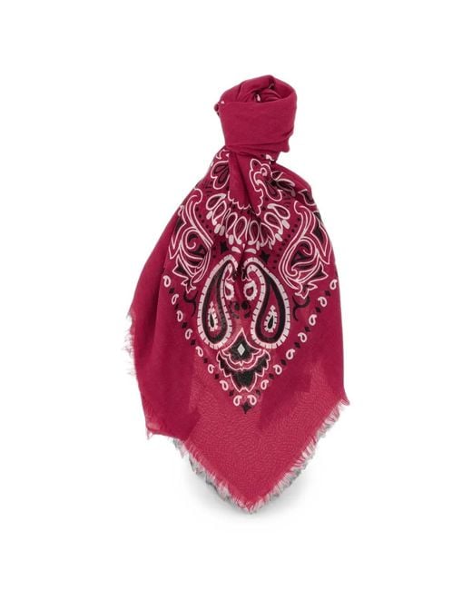 Be You Red Paisley-Print Frayed Scarf