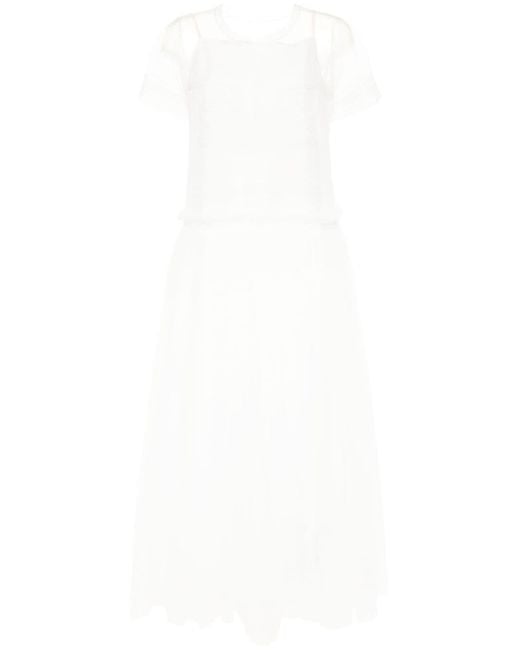 Vestido largo con malla semitransparente Sofie D'Hoore de color White