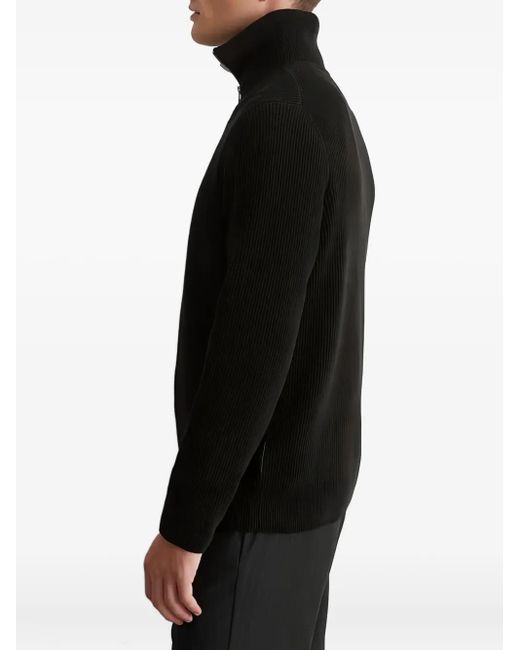 Marc O' Polo Black Ribbed Quarter-Zip Sweater for men