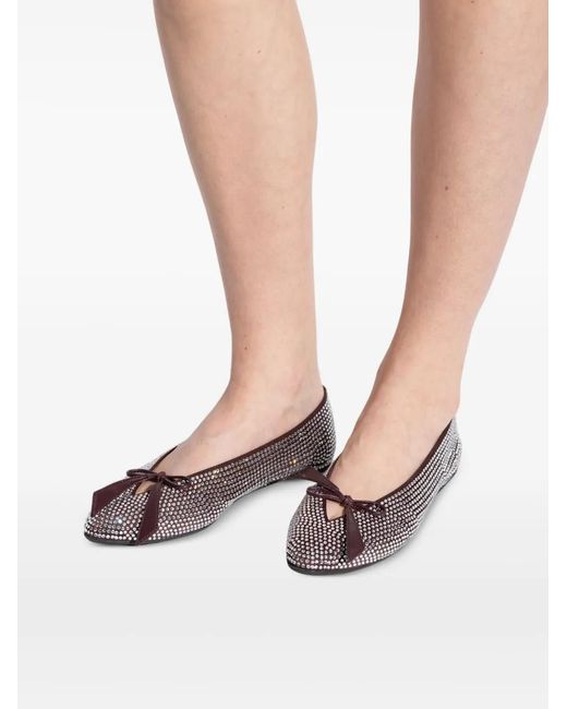 The Attico Brown Bead-Embellished Bow Ballet Flats