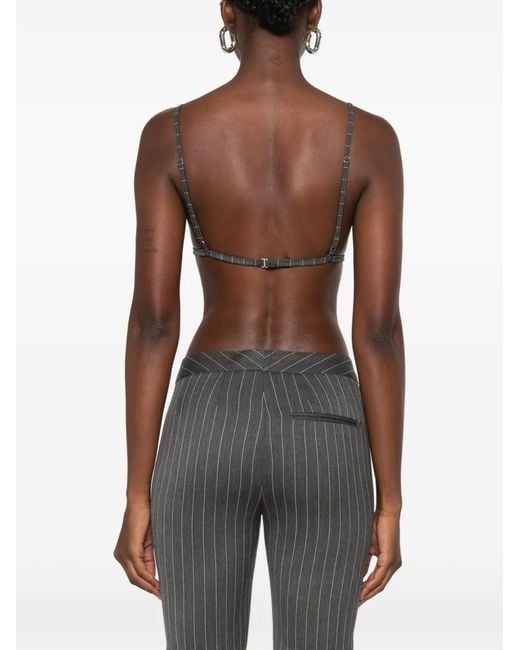 Dondup Gray Pinstripe-Pattern Chain-Link Top