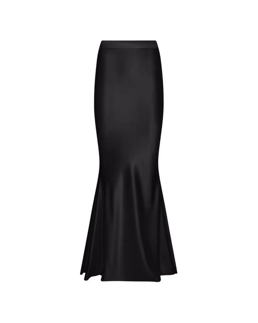 ALEXIA & ANTONIA Black Bias-Cut Silk Maxi Skirt