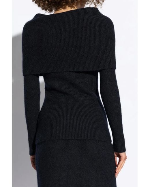 Fabiana Filippi Blue Off-Shoulder Ribbed Sweater
