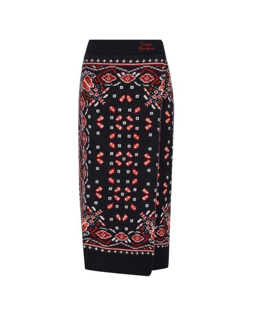 Giada Benincasa Blue Gonna Soho Bandana-Print Midi Skirt