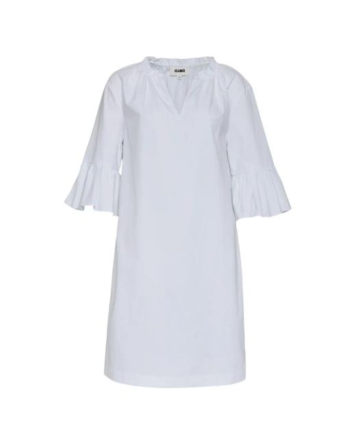 Club21 White Ruffled-Sleeve V-Neck Mini Dress