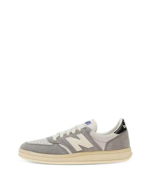 New Balance White T500 Suede Leather Sneakers for men