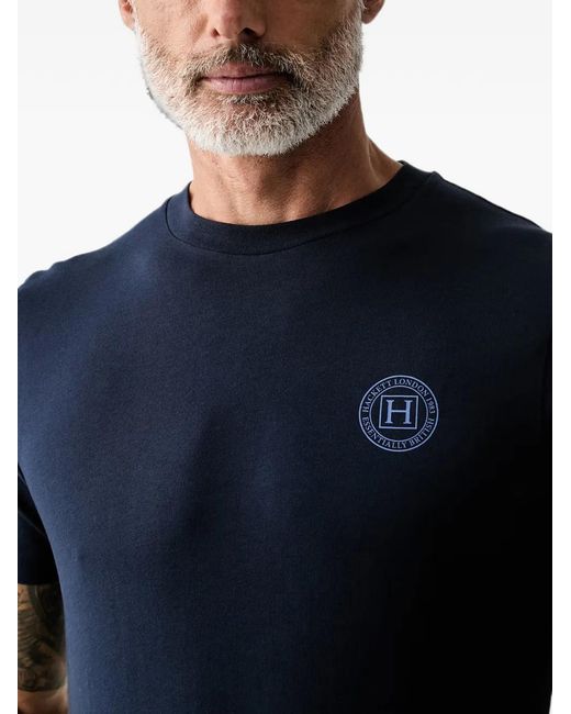 Hackett Blue Logo-Print Crew Neck T-Shirt for men