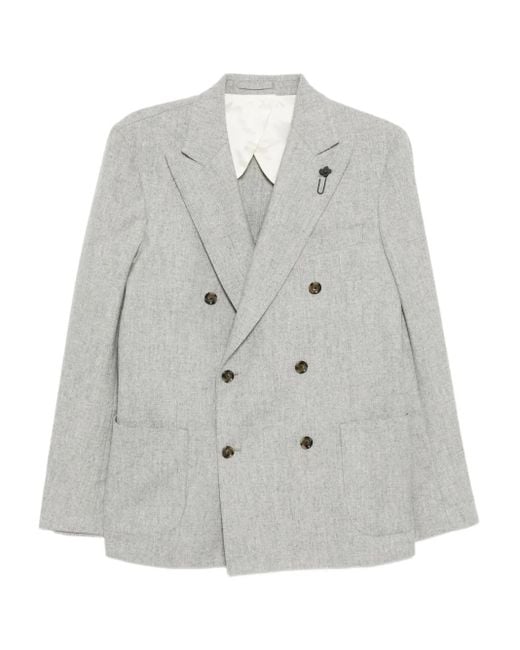 Lardini Gray Double-Breasted Blazer for men