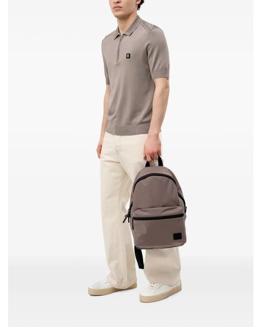 HUGO Gray Quarter-Zip Logo-Patch Polo for men