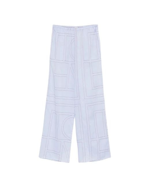 Totême  White Geometric-Pattern Wide-Leg Trousers
