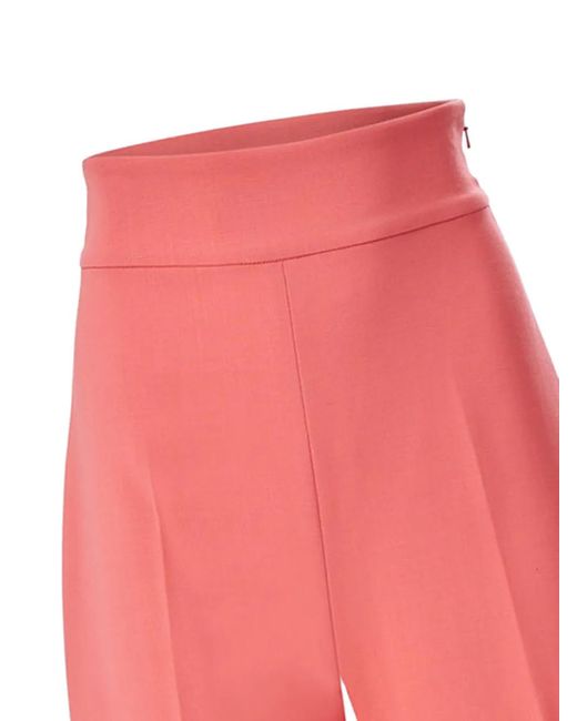 Carolina Herrera Red High-Waisted Wide-Leg Trousers