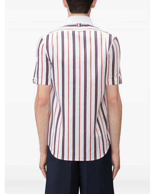 Thom Browne Red Repp Striped Poplin Shirt for men