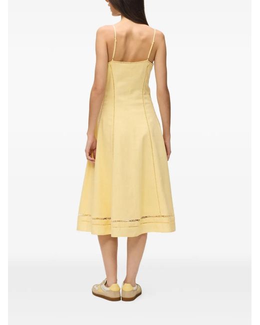 Karl Lagerfeld Yellow Midi Embroidery-Detail Dress
