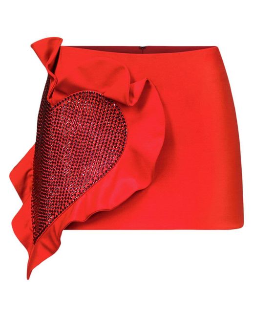 Area Red Heart-embellished Miniskirt