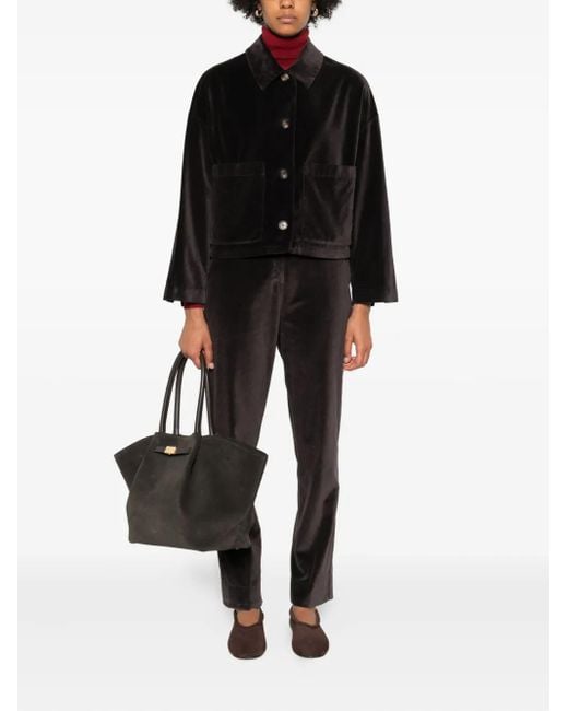 ROSSO35 Black Velvet Patch-Pocket Jacket